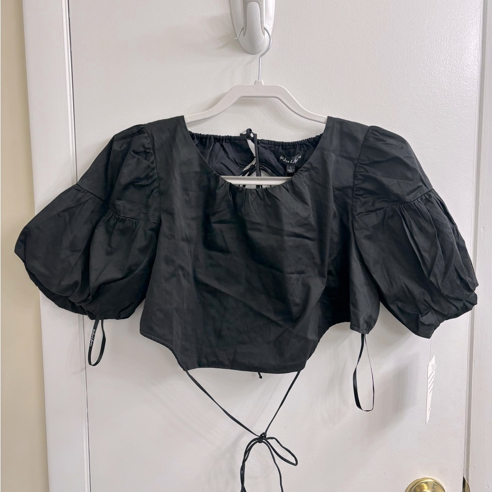 For Love & Lemons Joanna Crop Top in Black